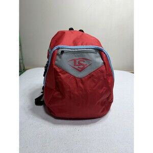 Louisville Slugger Baseball Backpack Red Gray Blue Zippers Sports Bag